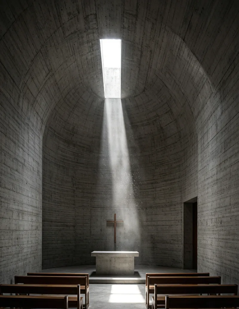 清水混凝土礼拜堂室内 / Brutalist Concrete Chapel Interior